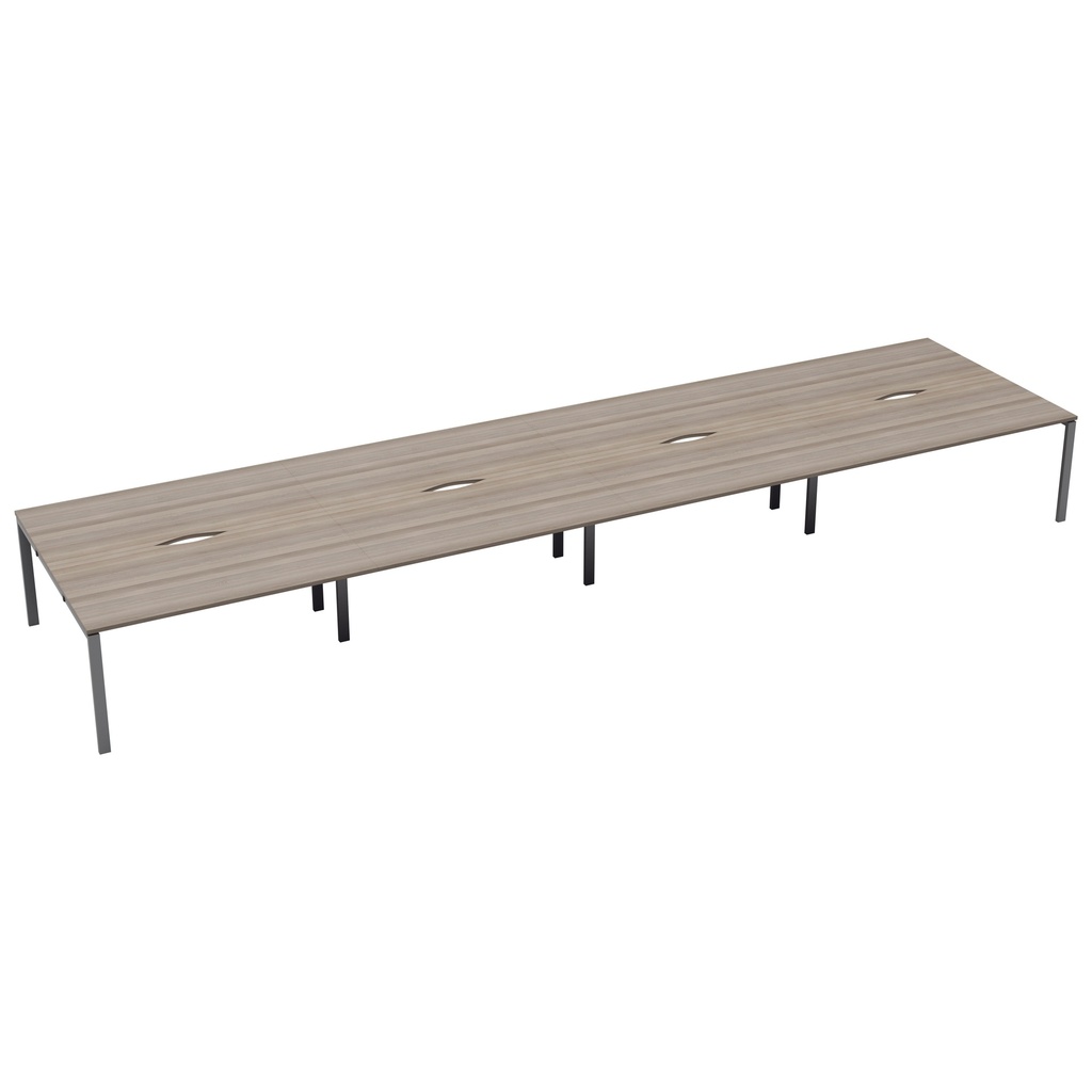 CB Bench with Cut Out: 8 Person (FSC) | 1400 X 800 | Grey Oak/Silver | 